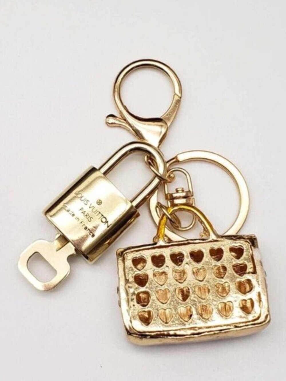 Authentic Louis Vuitton LV Gold Padlock & Key 🔒Unbranded Bag Charm - Picture 5 of 8